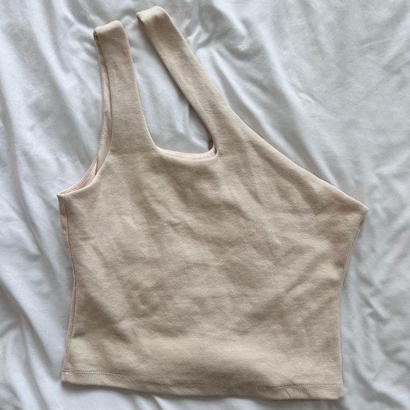 Grey Lab Tan one shoulder top - Picture 2 of 3